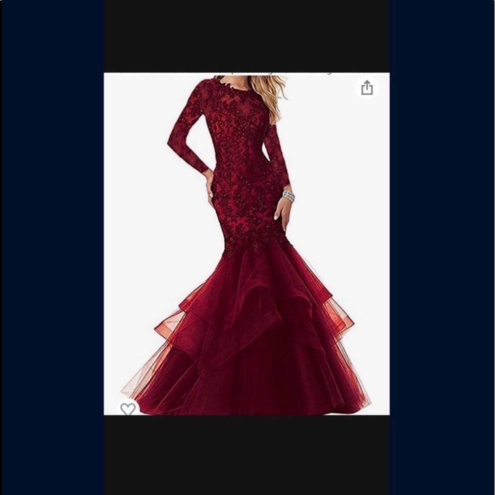 Burgundy mermaid fancy beautiful elegant dress